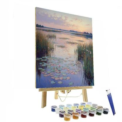Claude Monet Inspired Opaline Dawn Over Reed Pond paint by number