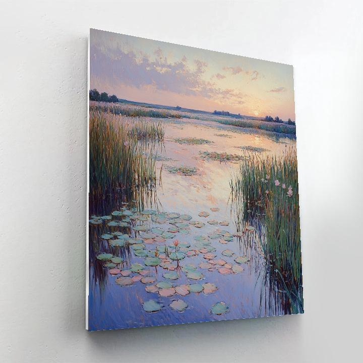 Claude Monet Inspired Opaline Dawn Over Reed Pond paint by number