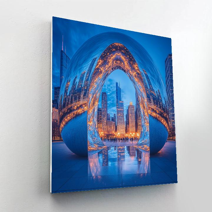 Blue Hour Reflection At Cloud Gate Chicago United States Paint by numbers kits