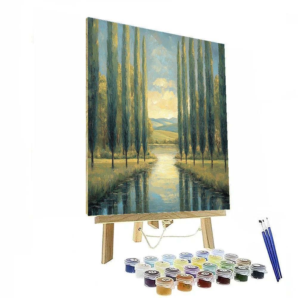 Claude Monet Inspired Poplar Corridor In Windy Light Paint by numbers art