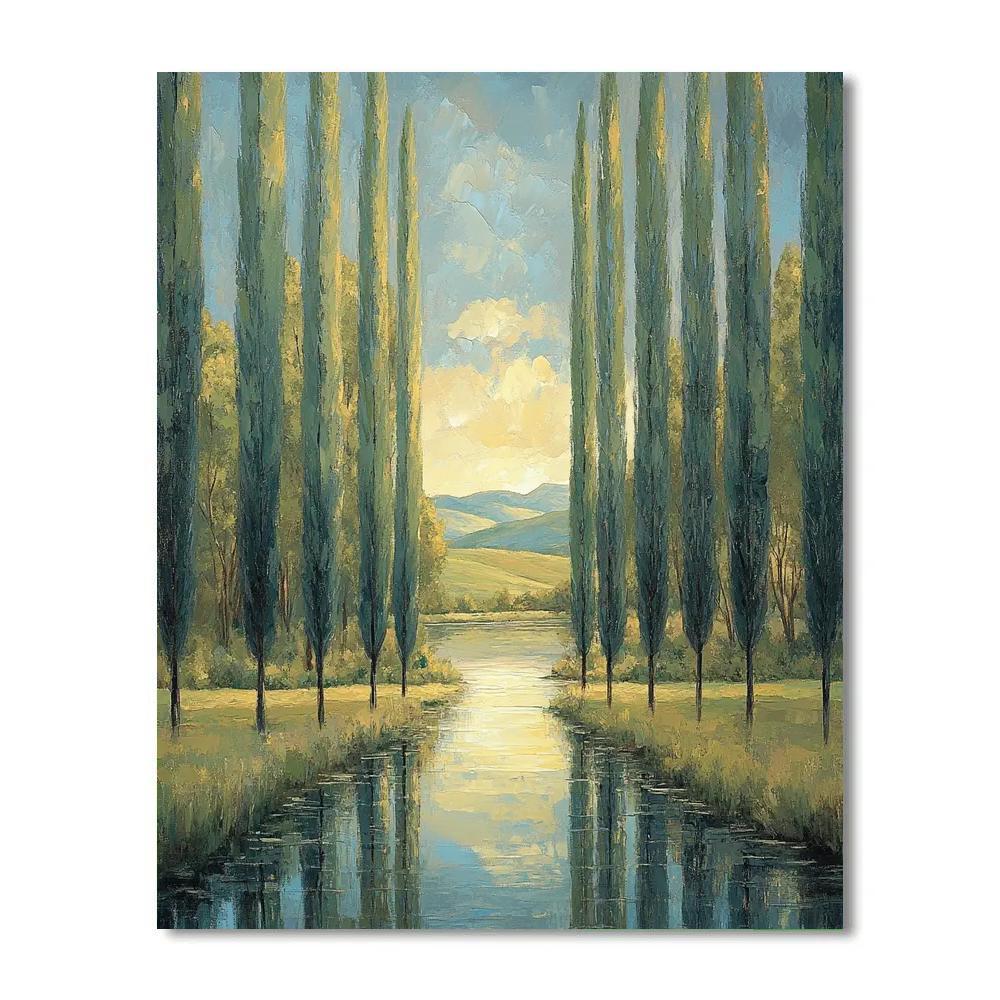 Claude Monet Inspired Poplar Corridor In Windy Light Paint by numbers art