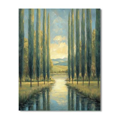 Claude Monet Inspired Poplar Corridor In Windy Light Paint by numbers art