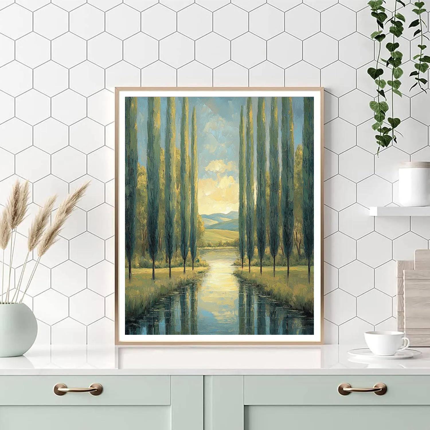 Claude Monet Inspired Poplar Corridor In Windy Light Paint by numbers art