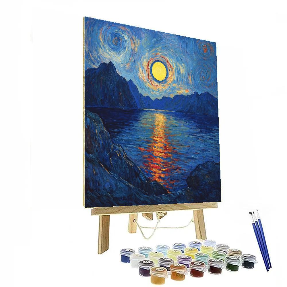 Edvard Munch Inspired Fjord Eclipse Over Trembling Water DIY paint by numbers