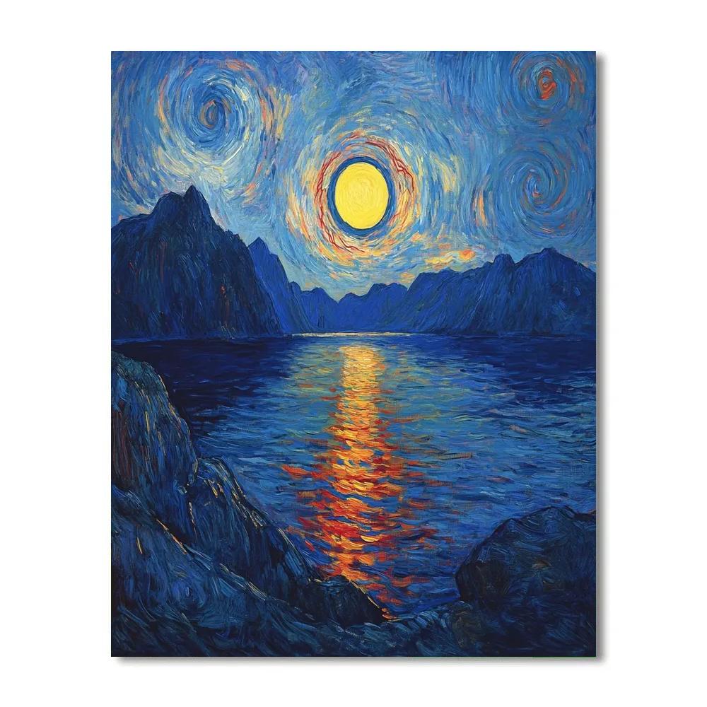 Edvard Munch Inspired Fjord Eclipse Over Trembling Water DIY paint by numbers