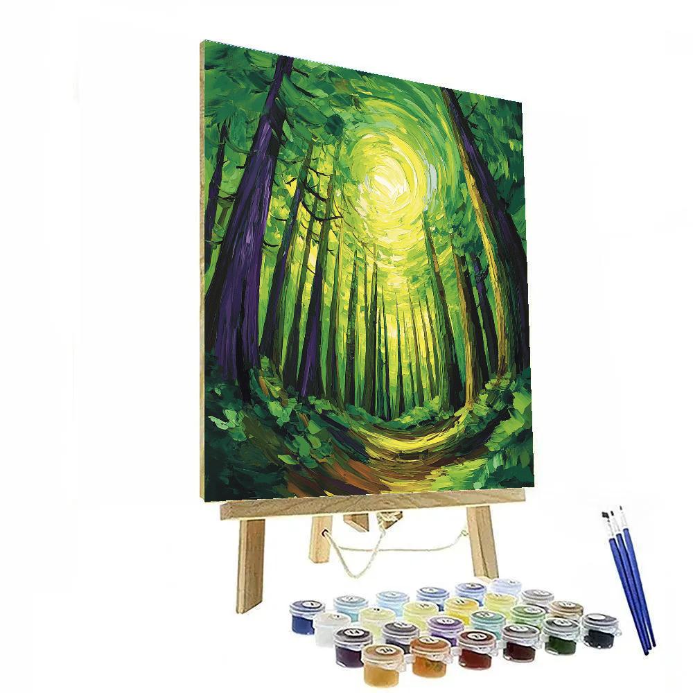 Emily Carr Inspired Cathedral Cedar Vortex paint by color