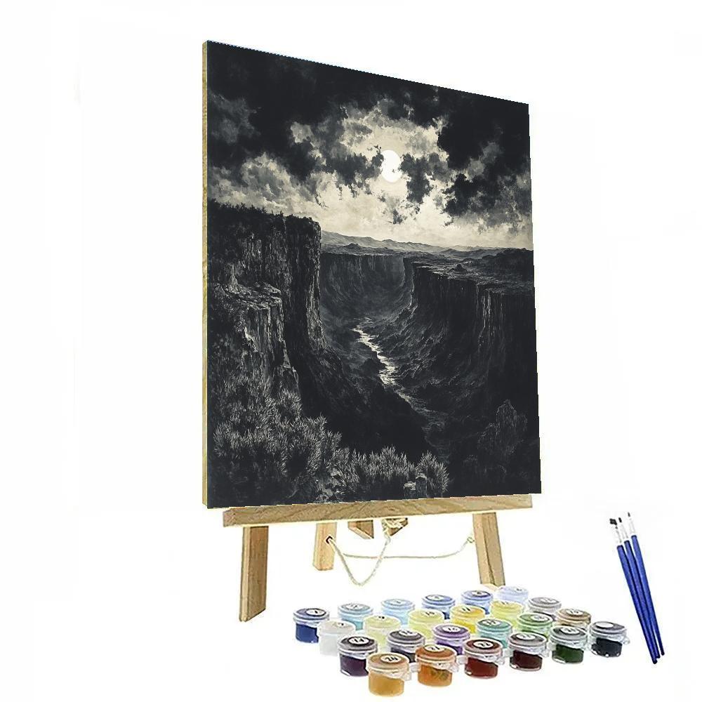 Francisco Goya Inspired Eclipse Glow Over Basalt Ravine Painting by numbers kit