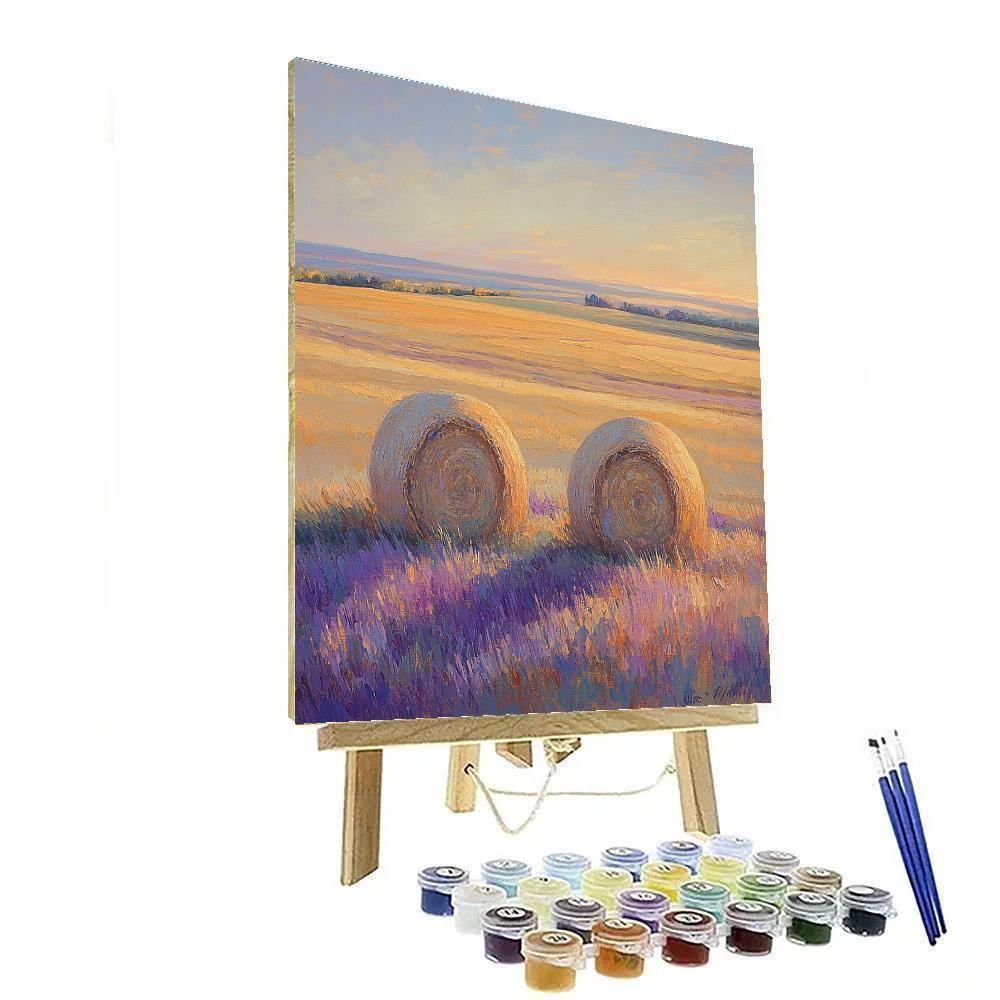 Claude Monet Inspired Haystacks Under Apricot Afterglow Paint by numbers kits