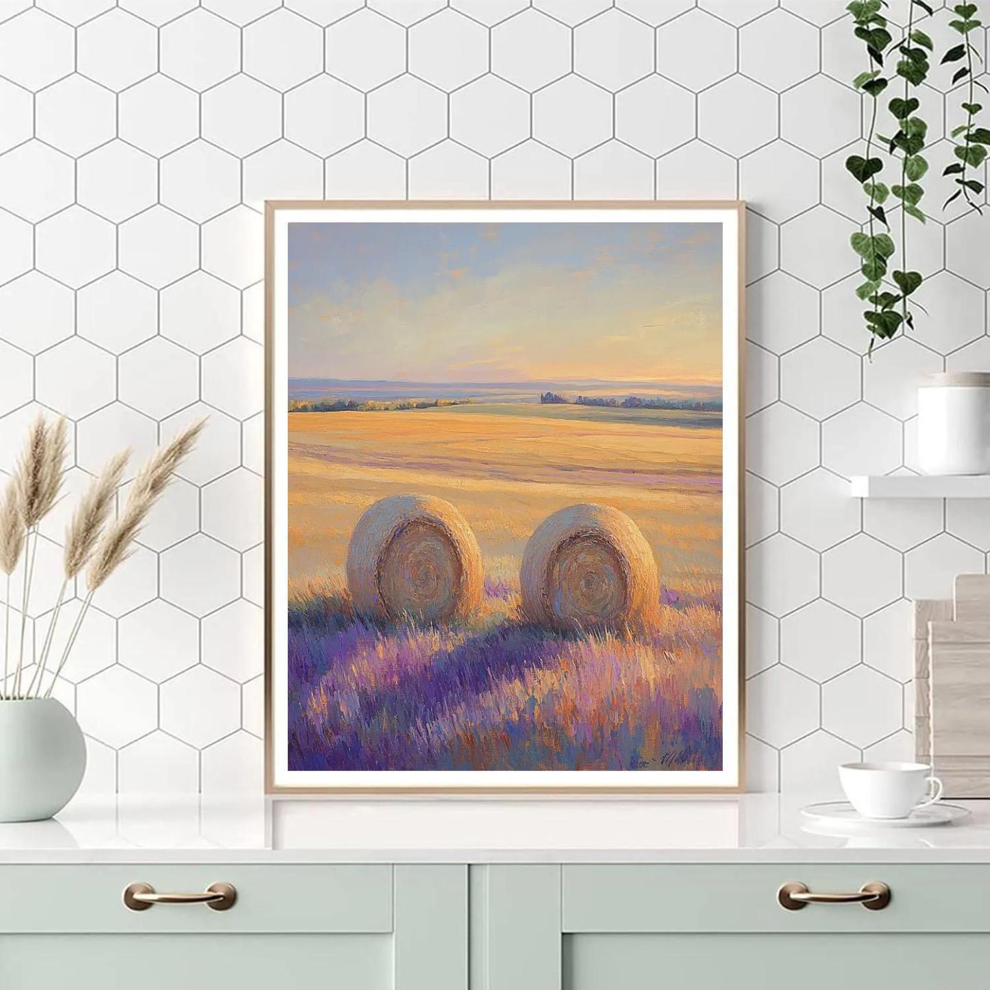 Claude Monet Inspired Haystacks Under Apricot Afterglow Paint by numbers kits