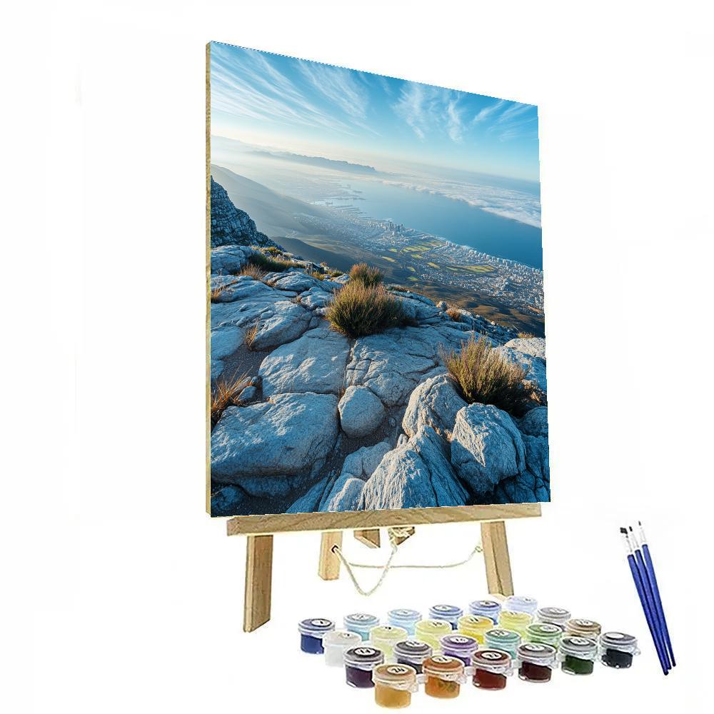 Sunlit Viewpoint At Table Mountain Cable Station Cape Town South Africa paint by numbers
