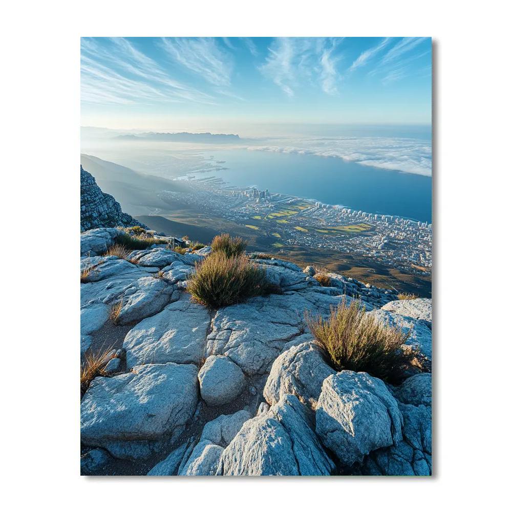 Sunlit Viewpoint At Table Mountain Cable Station Cape Town South Africa paint by numbers