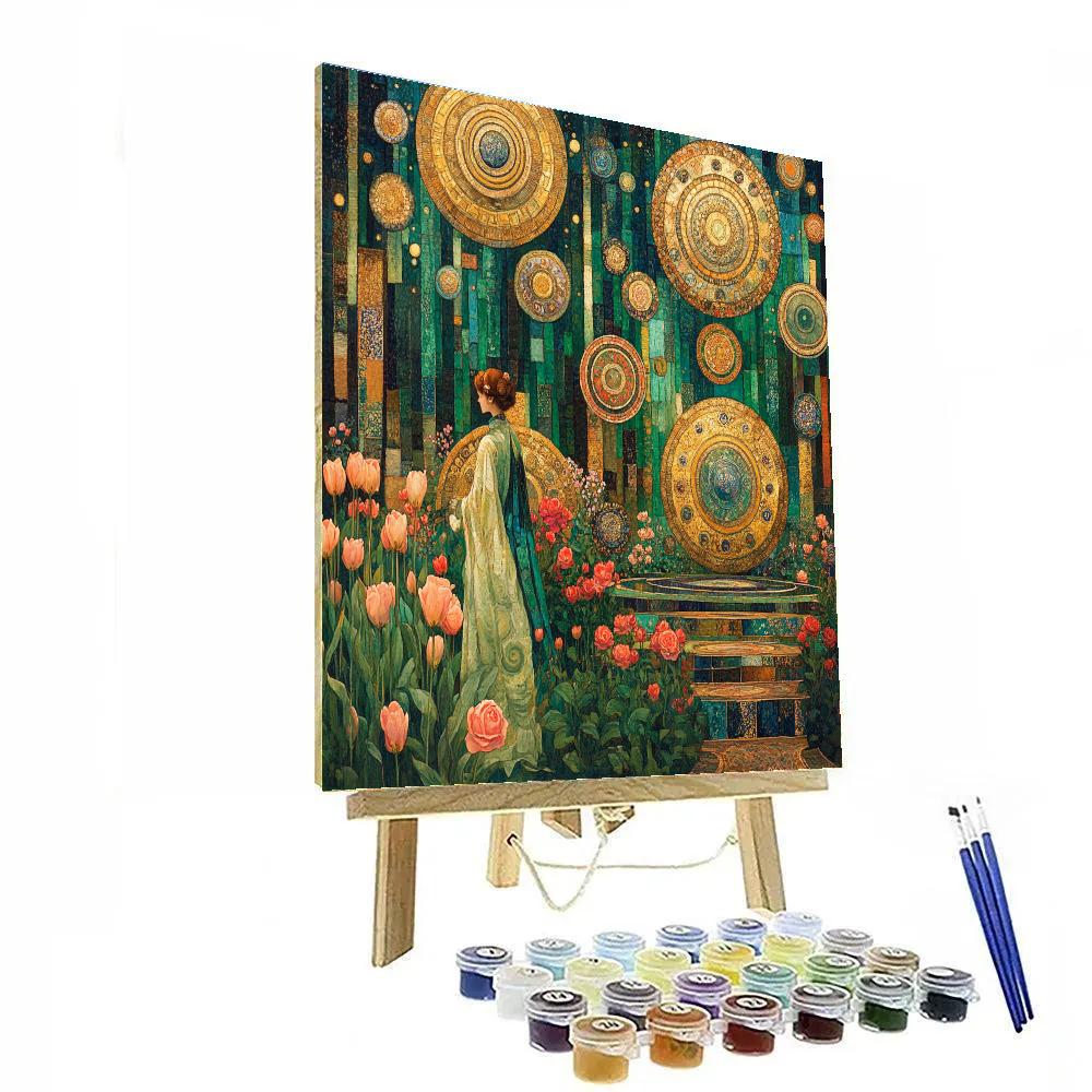 Gustav Klimt Inspired Golden Garden Of Planets painting number kit