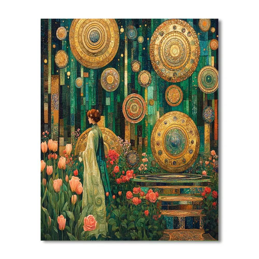 Gustav Klimt Inspired Golden Garden Of Planets painting number kit