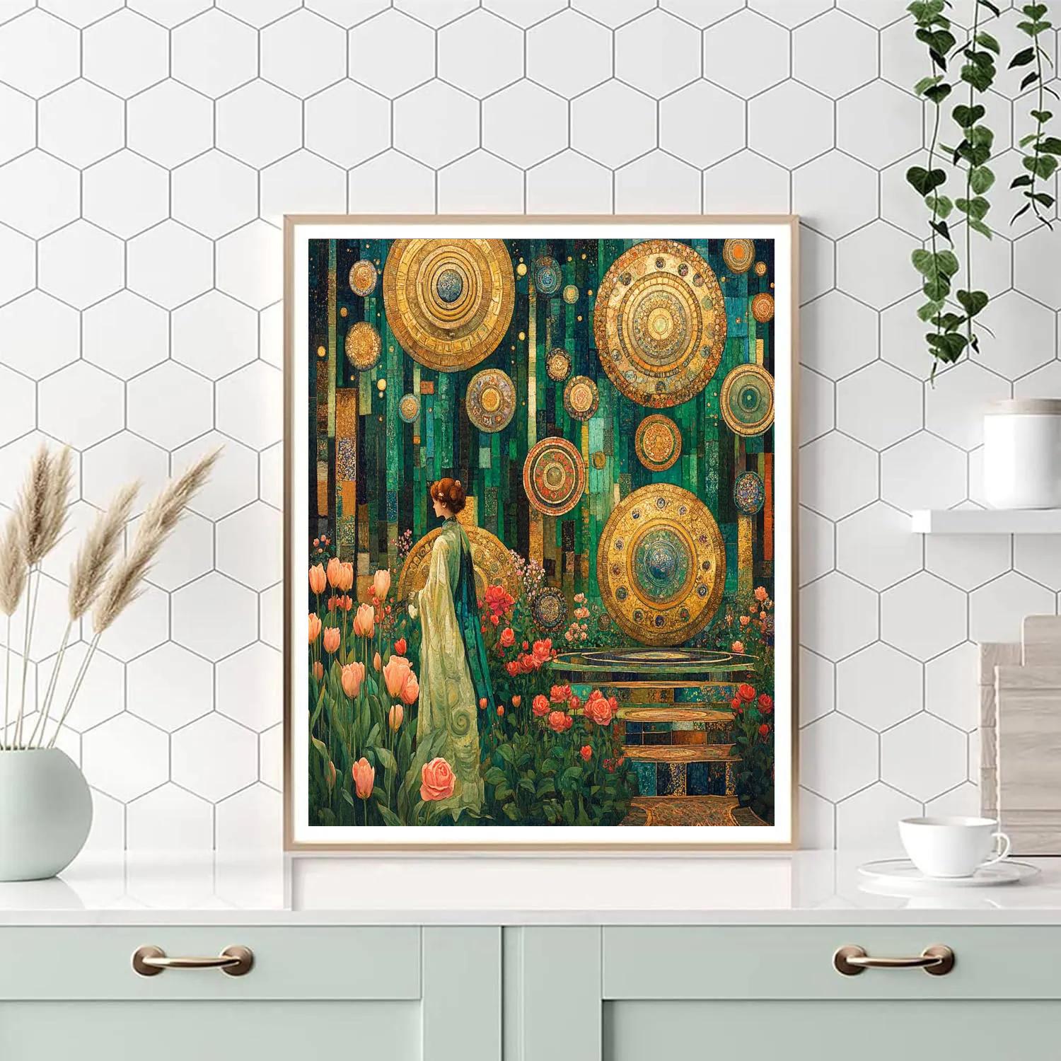 Gustav Klimt Inspired Golden Garden Of Planets painting number kit