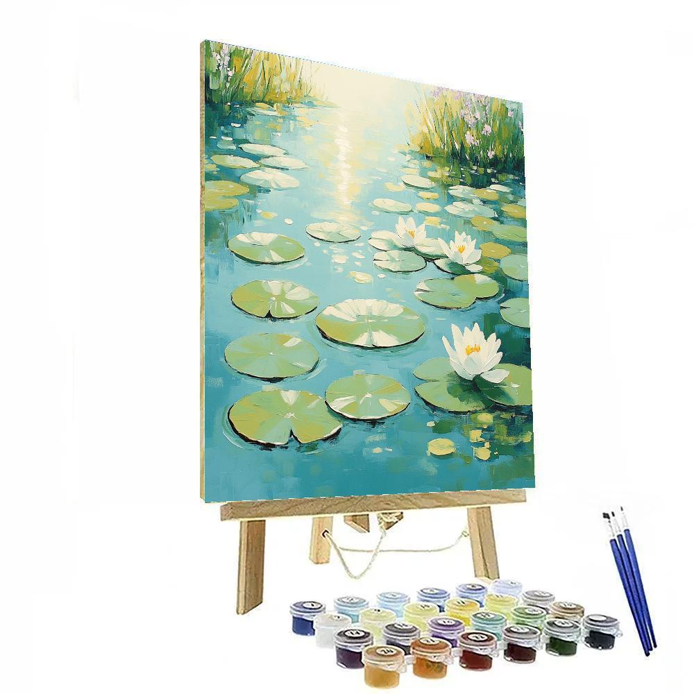Claude Monet Inspired Waterlily Noon Glare On Still Water Painting by numbers kit