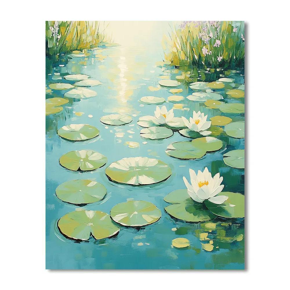 Claude Monet Inspired Waterlily Noon Glare On Still Water Painting by numbers kit