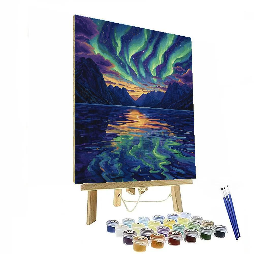 Frederick Varley Inspired Aurora Break Over Silent Fjord Painting by numbers kit