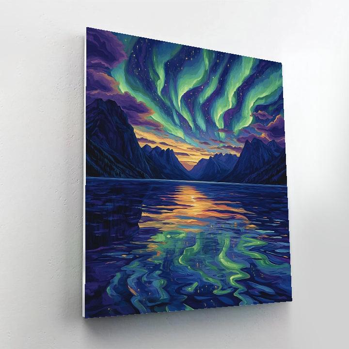 Frederick Varley Inspired Aurora Break Over Silent Fjord Painting by numbers kit