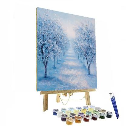 Claude Monet Inspired Frosted Orchard In Blue Morning Painting by numbers kit
