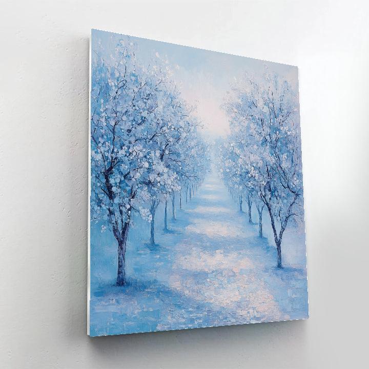 Claude Monet Inspired Frosted Orchard In Blue Morning Painting by numbers kit