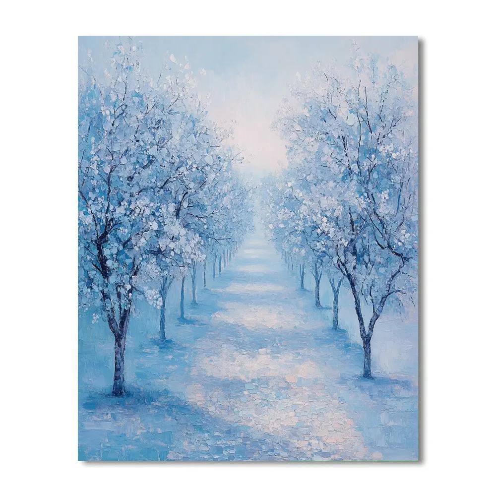Claude Monet Inspired Frosted Orchard In Blue Morning Painting by numbers kit