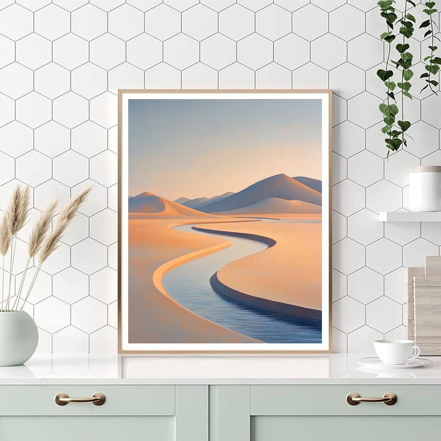 Leonardo Da Vinci Inspired Desert River Whisper Number painting