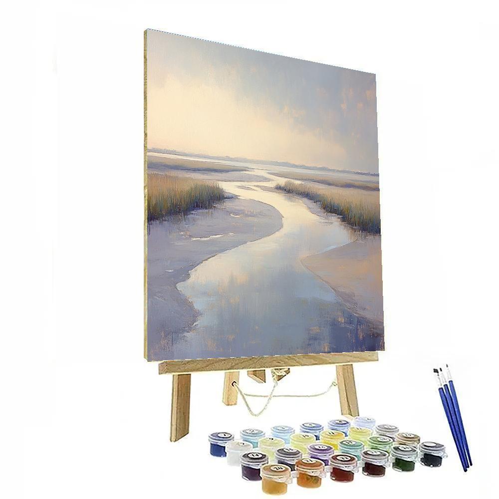 Claude Monet Inspired Misty Estuary At Low Tide Paint by numbers art