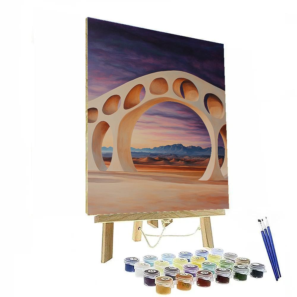 Georgia O’Keeffe Inspired Bone Arch Over Violet Twilight Mesa paint by color