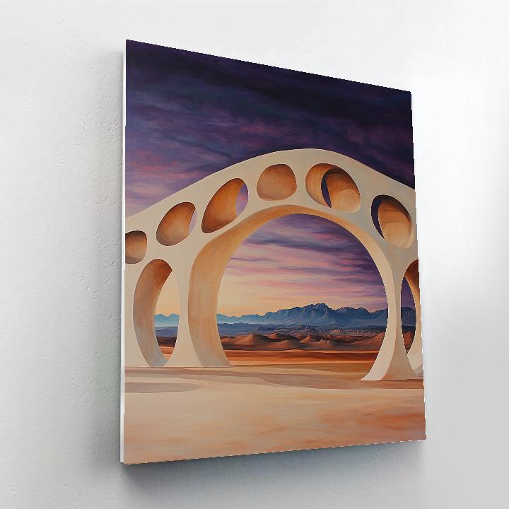 Georgia O’Keeffe Inspired Bone Arch Over Violet Twilight Mesa paint by color