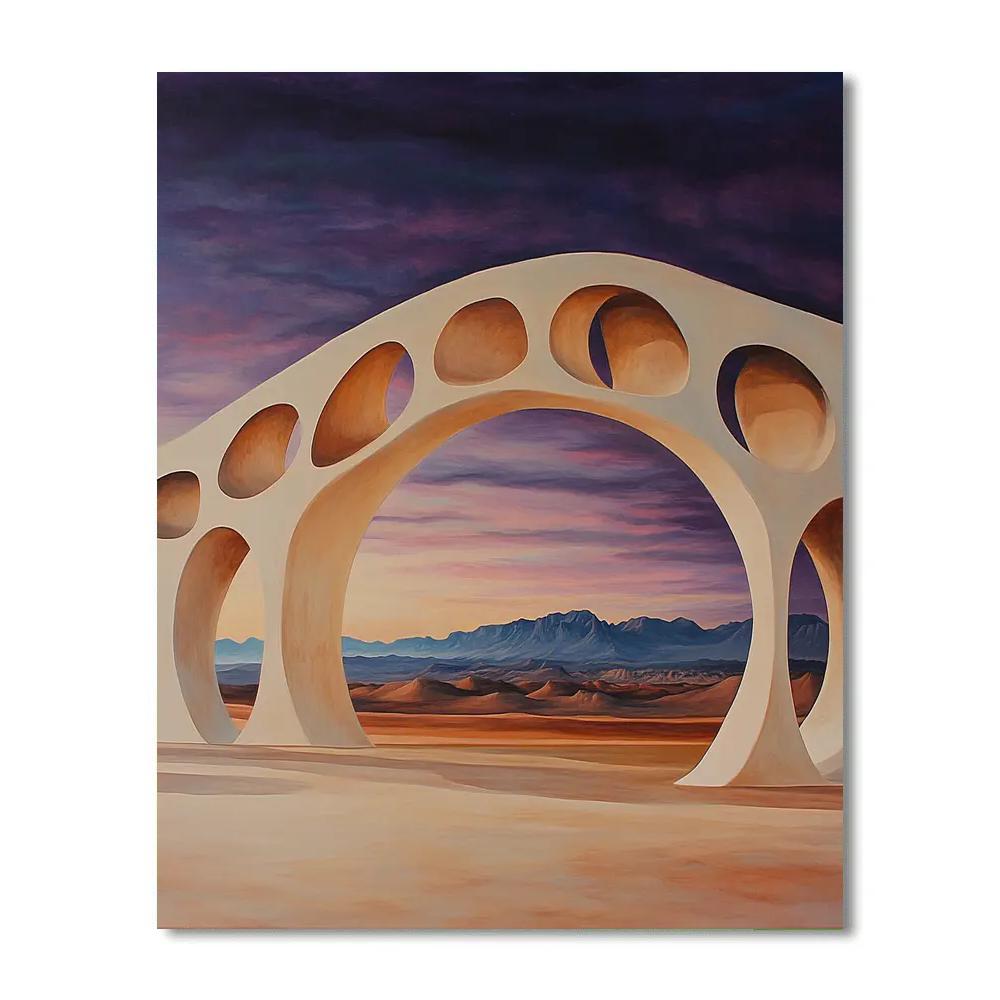 Georgia O’Keeffe Inspired Bone Arch Over Violet Twilight Mesa paint by color