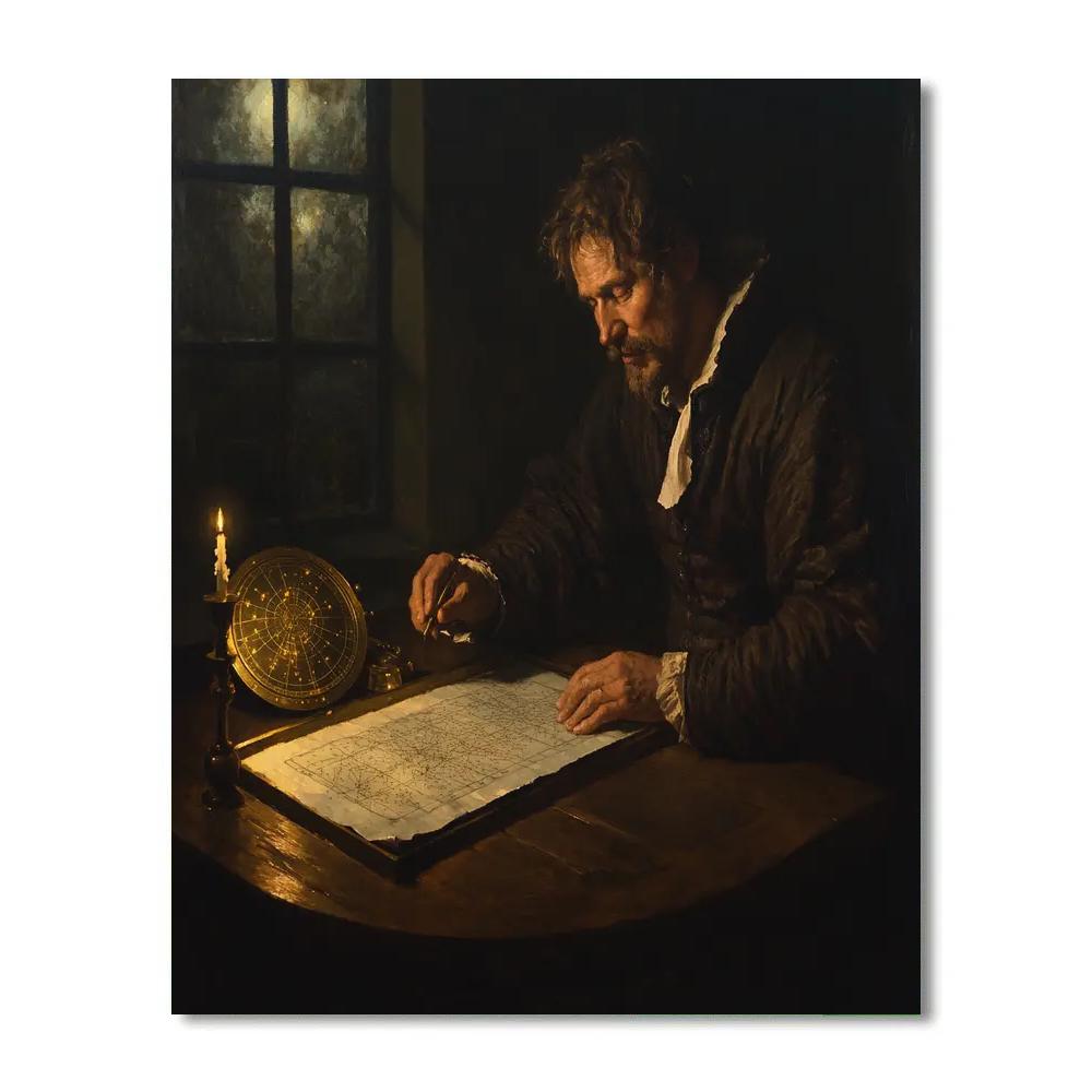 Rembrandt Inspired Candlelit Astronomer Study Numbered painting kits