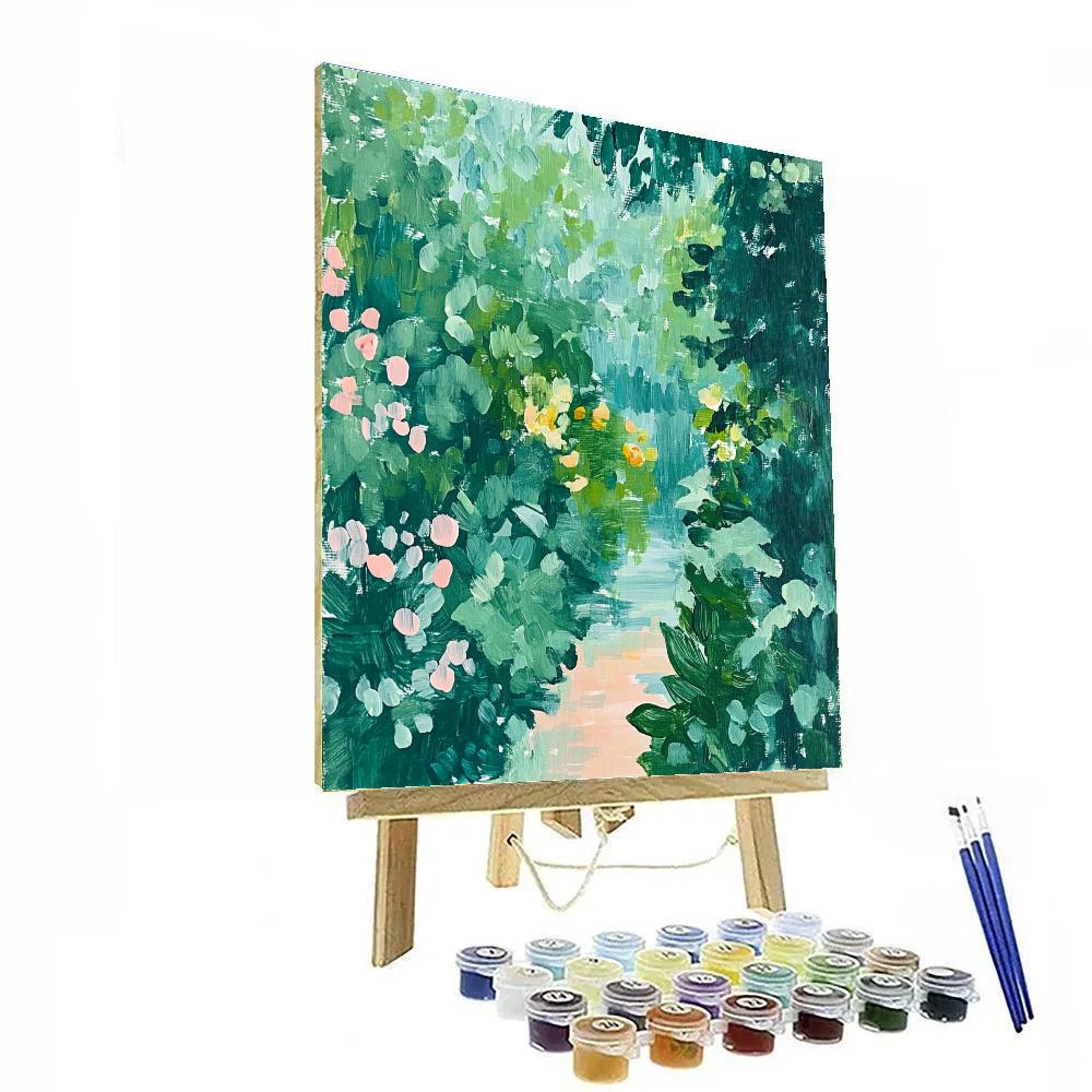 Claude Monet Inspired Rain Washed Garden Greens paint by color