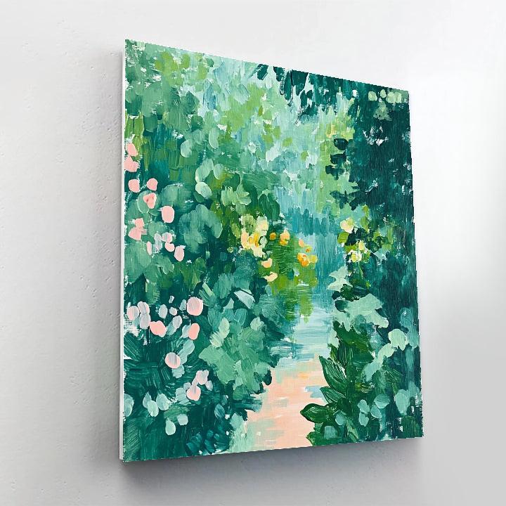 Claude Monet Inspired Rain Washed Garden Greens paint by color