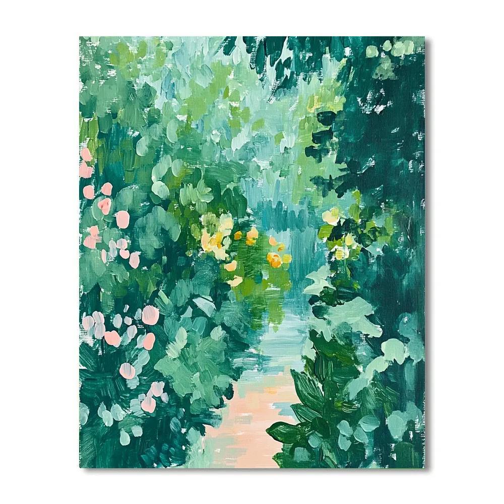 Claude Monet Inspired Rain Washed Garden Greens paint by color