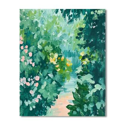 Claude Monet Inspired Rain Washed Garden Greens paint by color