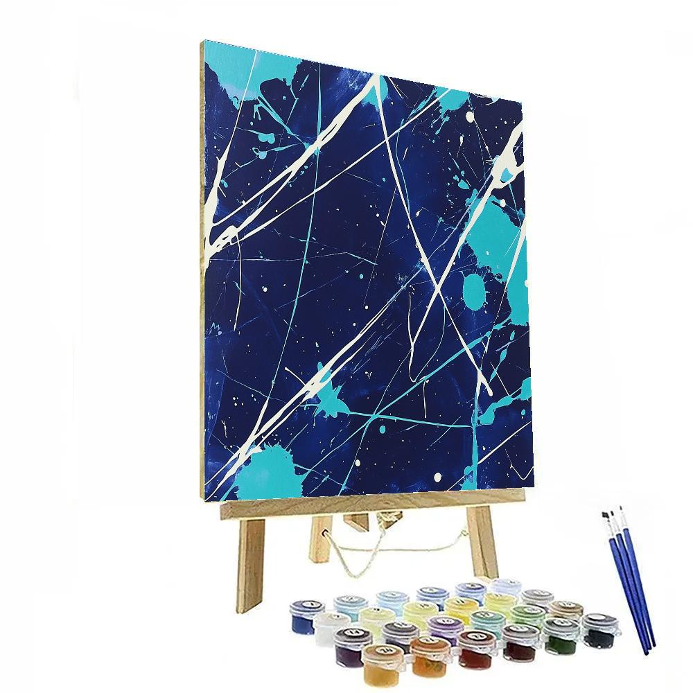 Jackson Pollock Inspired Aurora Static Over Midnight Indigo DIY paint by numbers