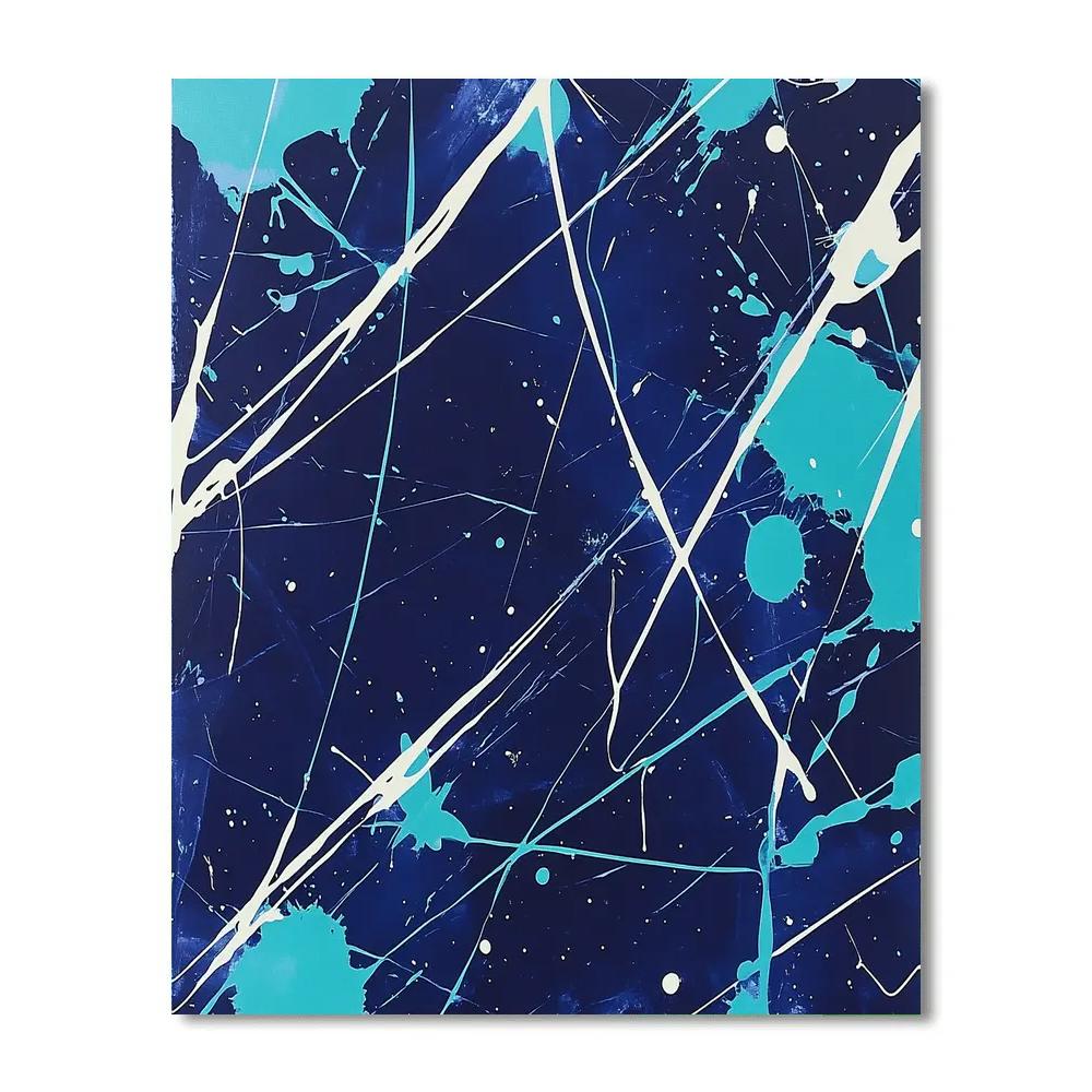 Jackson Pollock Inspired Aurora Static Over Midnight Indigo DIY paint by numbers