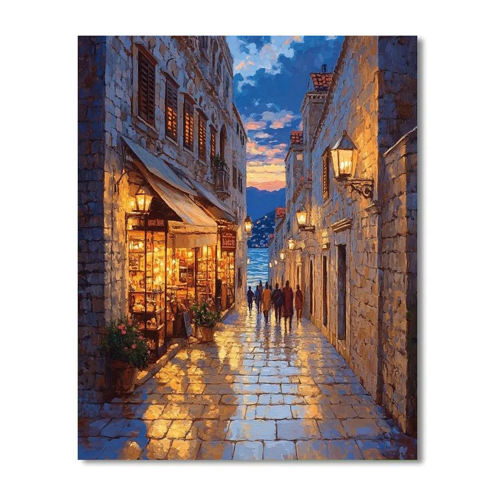Old Town Stone Streets At Dusk Dubrovnik Croatia DIY paint by numbers