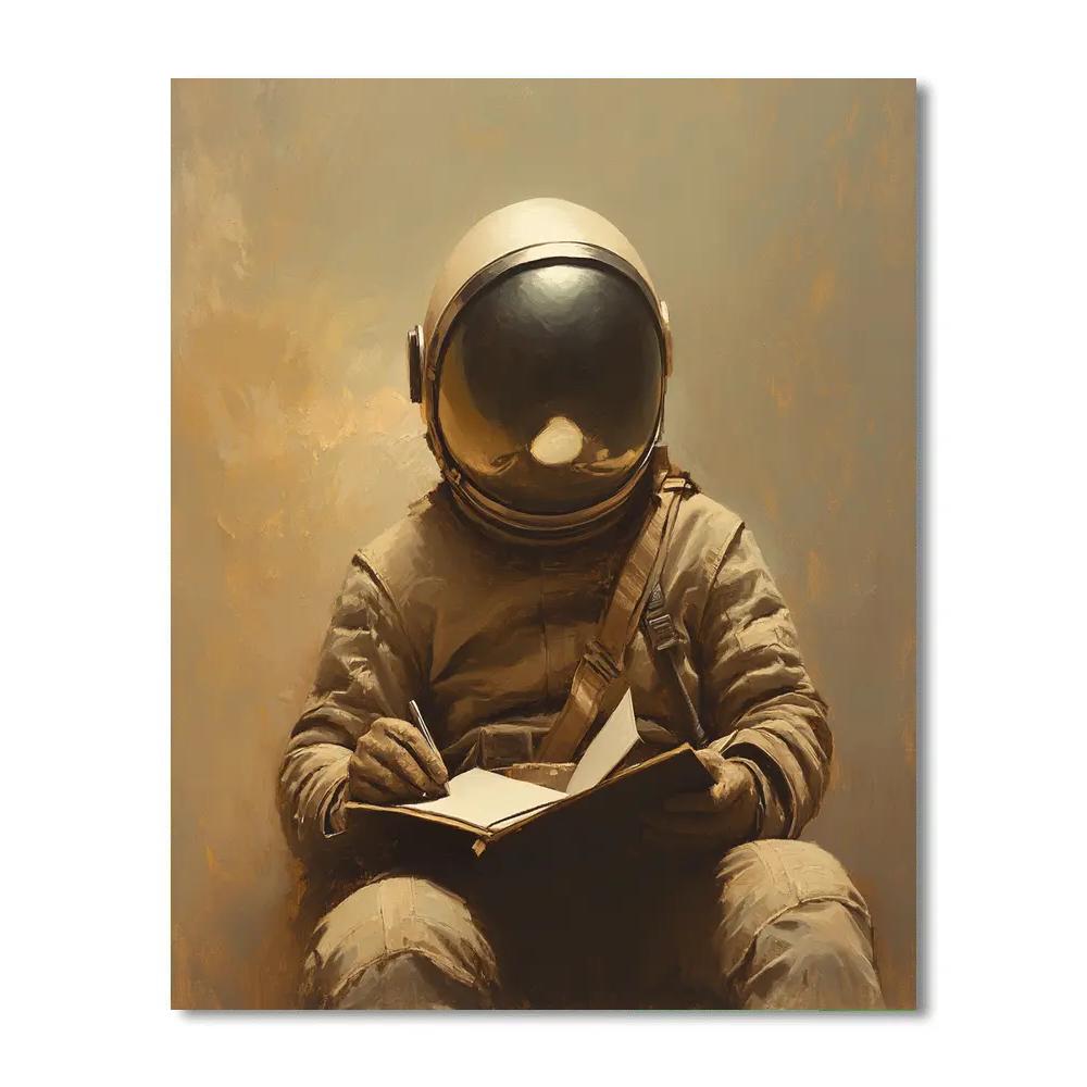 Leonardo Da Vinci Inspired Sfumato Portrait Of A Space Explorer Number painting