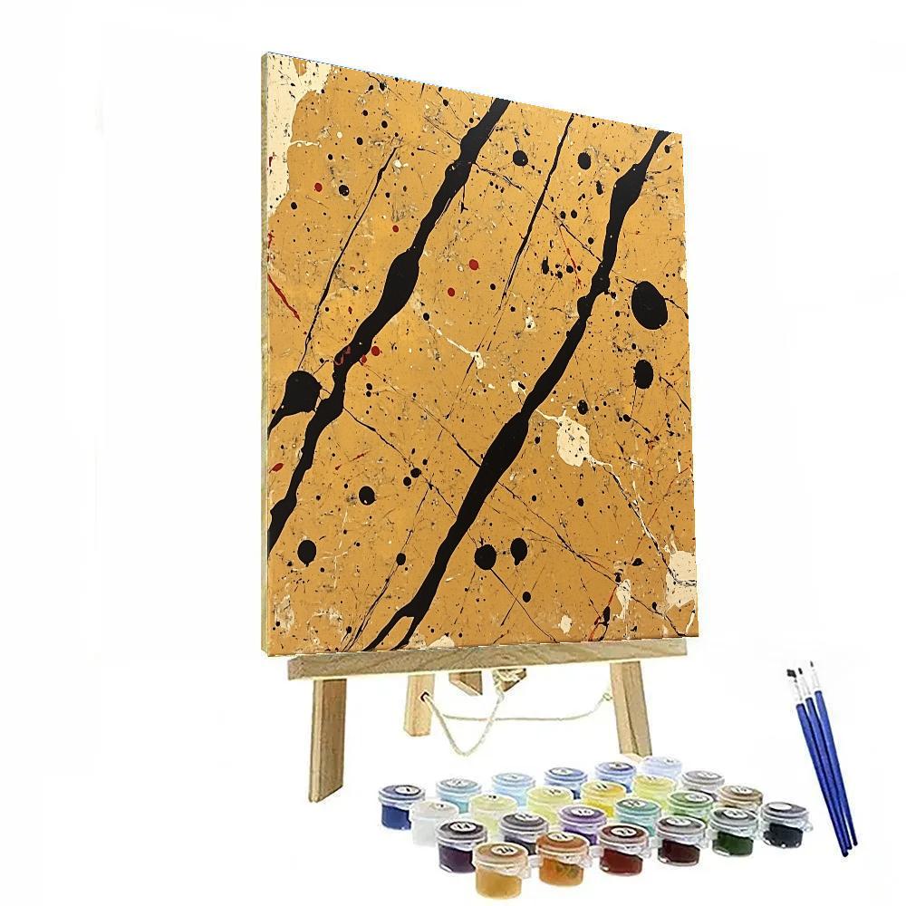 Jackson Pollock Inspired Tectonic Pulse In Ochre And Charcoal DIY paint by numbers