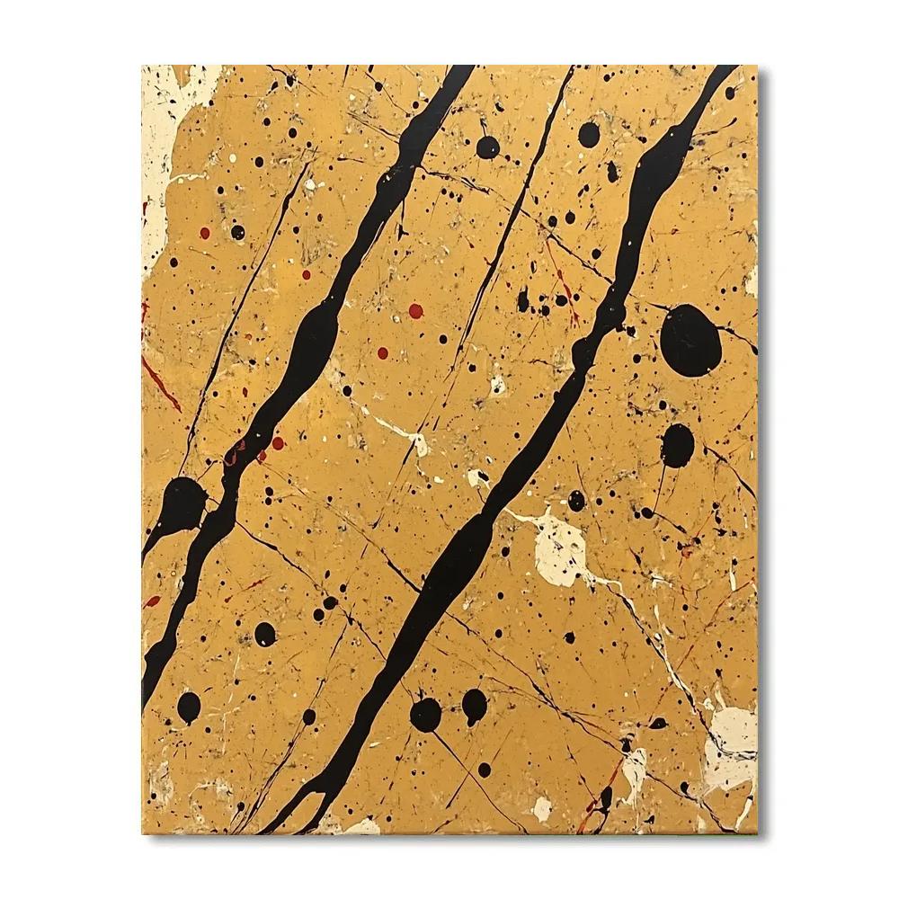 Jackson Pollock Inspired Tectonic Pulse In Ochre And Charcoal DIY paint by numbers