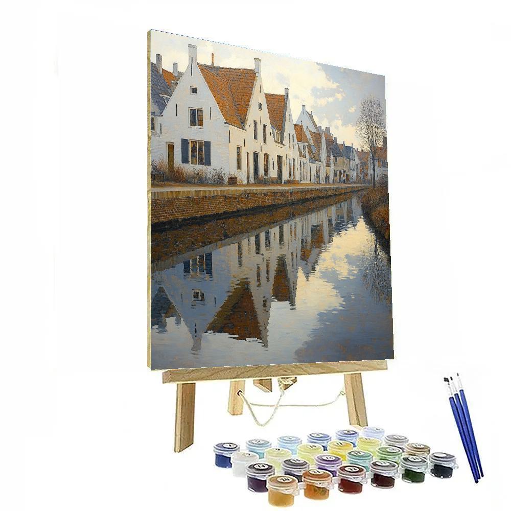 Johannes Vermeer Inspired Quiet Canal Reflections Beneath Delft Gables DIY paint by numbers