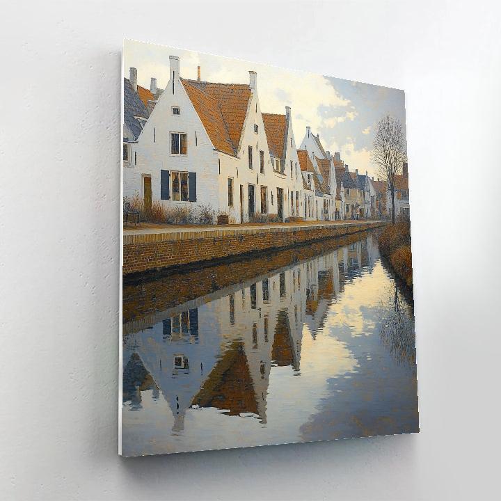 Johannes Vermeer Inspired Quiet Canal Reflections Beneath Delft Gables DIY paint by numbers