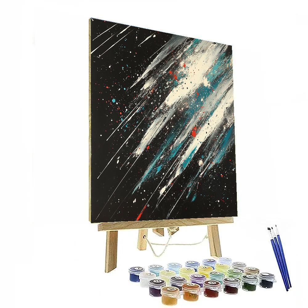 Jackson Pollock Inspired Meteor Shower Drip Abstraction paint by color