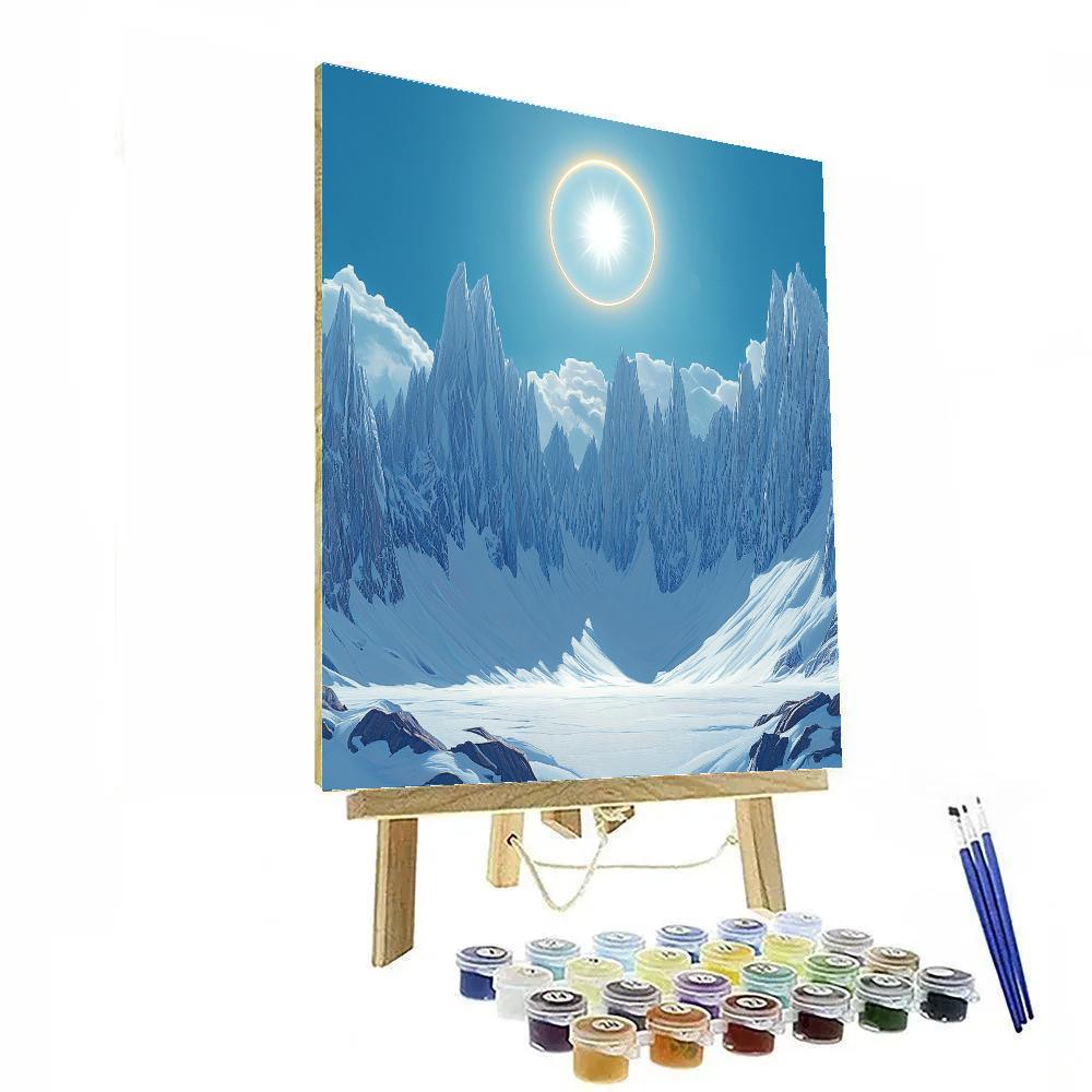 Lawren Harris Inspired Polar Halo Over Granite Peaks paint by color