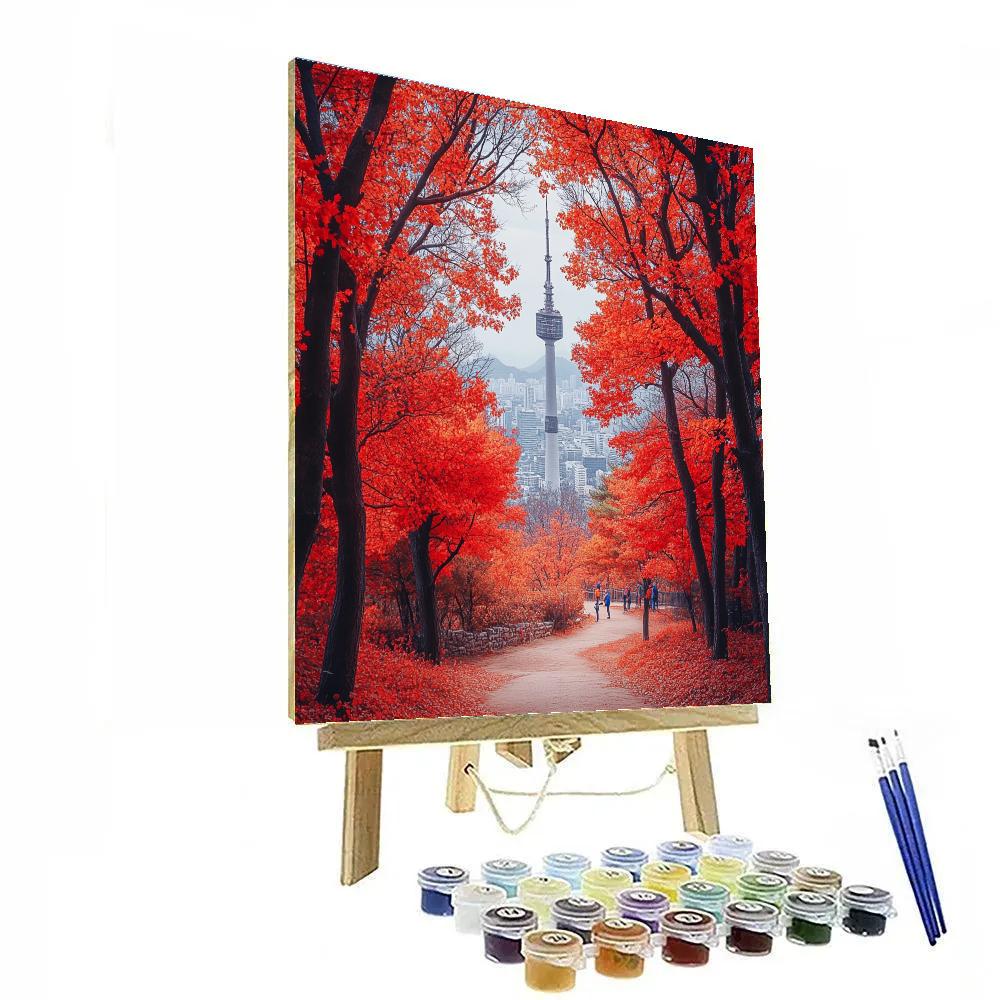 Autumn Colors At Namsan Seoul Tower Park Seoul South Korea Numbered painting kits