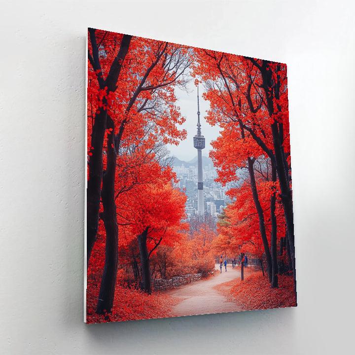 Autumn Colors At Namsan Seoul Tower Park Seoul South Korea Numbered painting kits