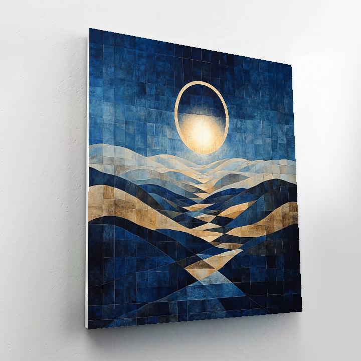 Pablo Picasso Inspired Cubist Eclipse Over Terraced Hills Paint by numbers art