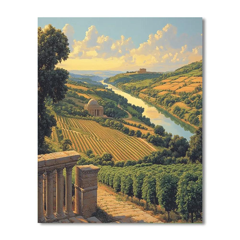 Raphael Inspired Aureate River Valley With Triumphal Arches paint by numbers