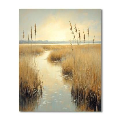 Claude Monet Inspired Golden Marsh At Late Summer Haze Paint by numbers kits